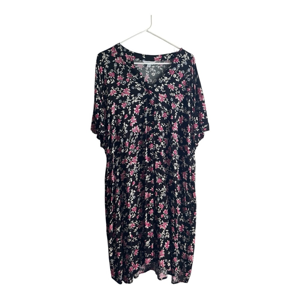 4/$20 Time & Tru Women’s Size XXL 20 Floral Black and Pink Dress